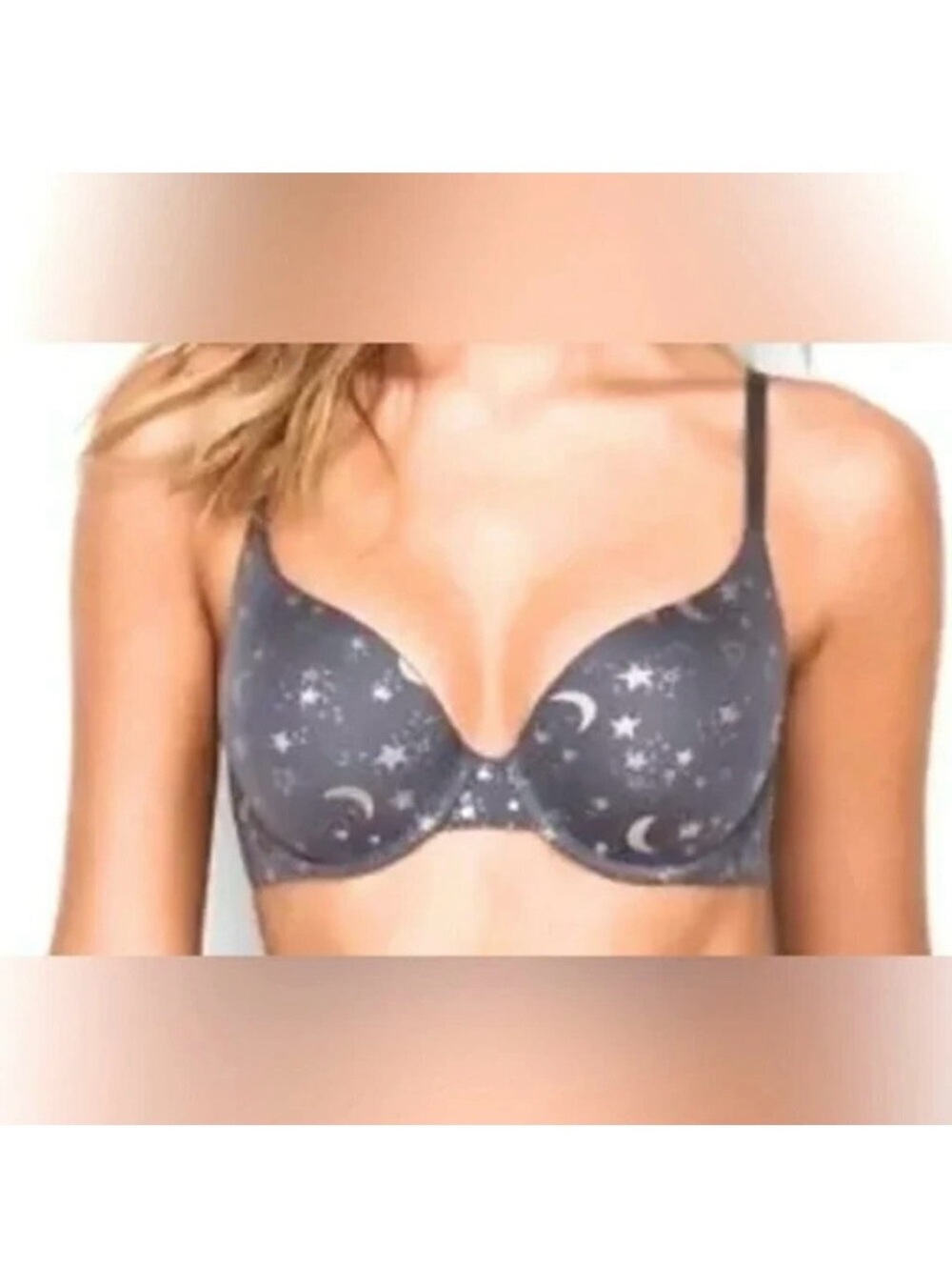 NWT Victoria's Secret push up full coverage Moon & Stars Gray Bra 34DD